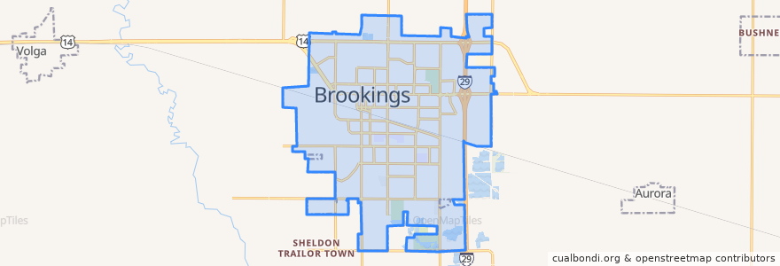 Mapa de ubicacion de Brookings.