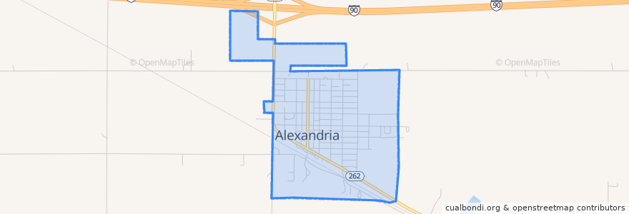 Mapa de ubicacion de Alexandria.