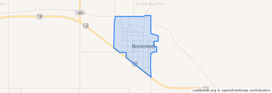 Mapa de ubicacion de Bonesteel.