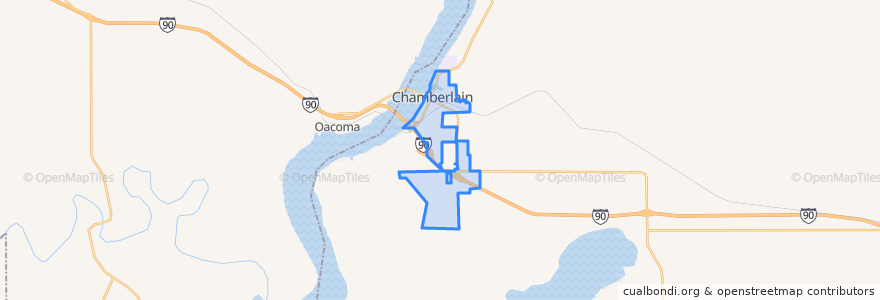 Mapa de ubicacion de Chamberlain.