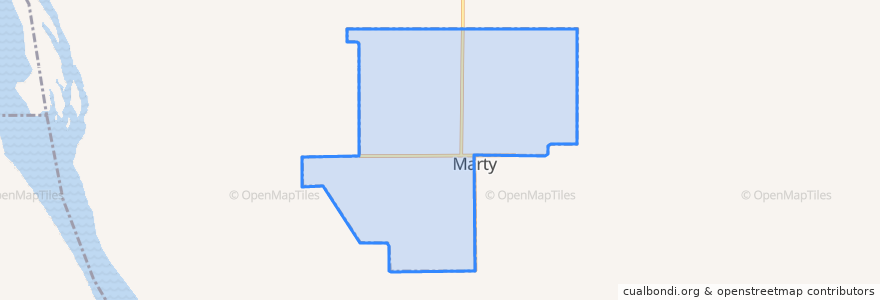 Mapa de ubicacion de Marty.