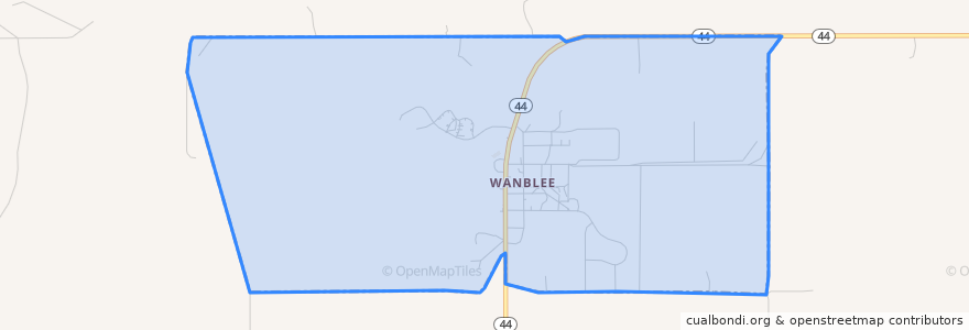 Mapa de ubicacion de Wanblee.