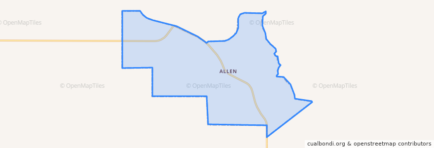 Mapa de ubicacion de Allen.