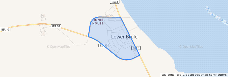 Mapa de ubicacion de Lower Brule.
