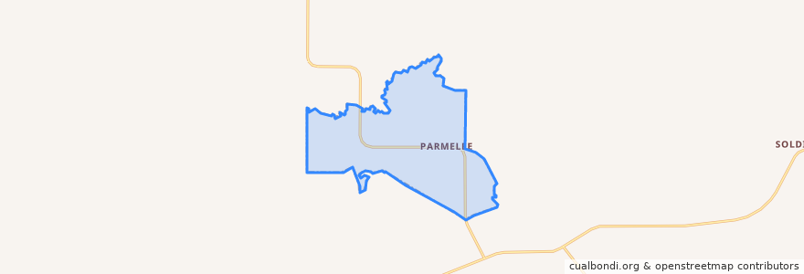 Mapa de ubicacion de Parmelee.