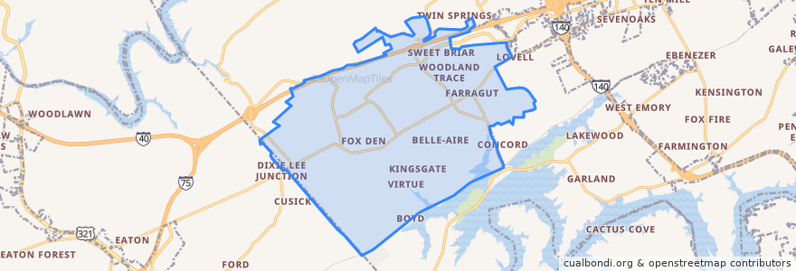 Mapa de ubicacion de Farragut.