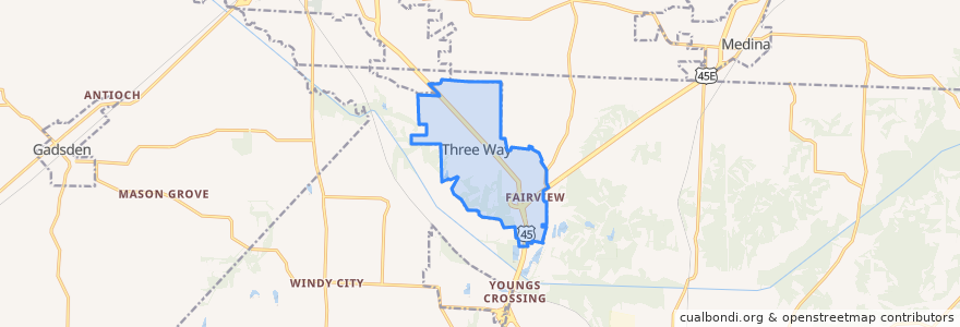 Mapa de ubicacion de Three Way.