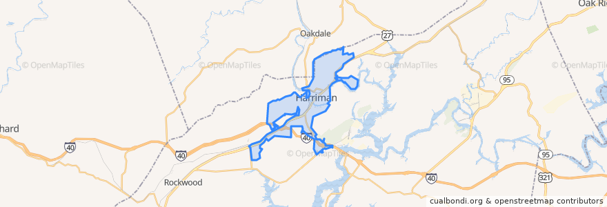 Mapa de ubicacion de Harriman.