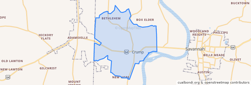 Mapa de ubicacion de Crump.