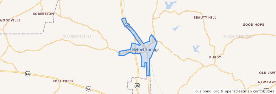 Mapa de ubicacion de Bethel Springs.