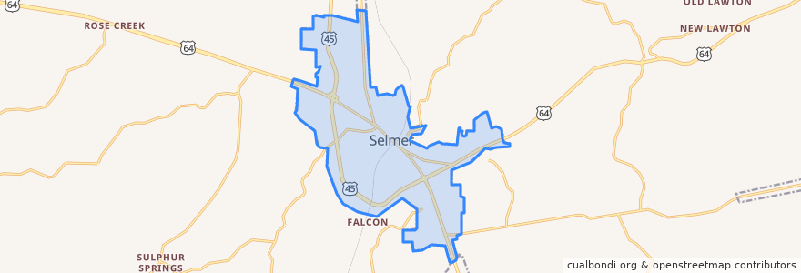 Mapa de ubicacion de Selmer.