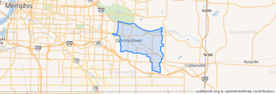 Mapa de ubicacion de Germantown.