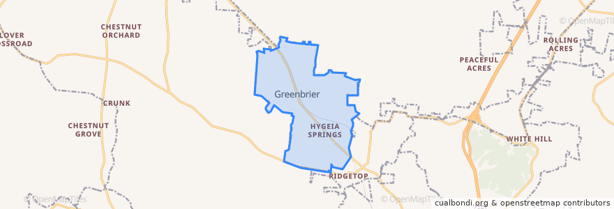 Mapa de ubicacion de Greenbrier.