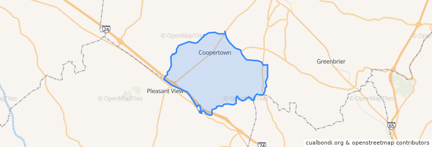 Mapa de ubicacion de Coopertown.
