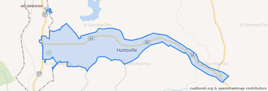 Mapa de ubicacion de Huntsville.