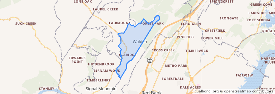 Mapa de ubicacion de Walden.