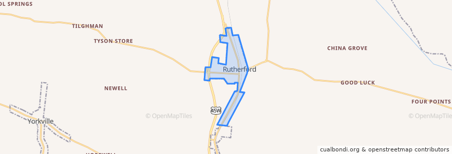 Mapa de ubicacion de Rutherford.