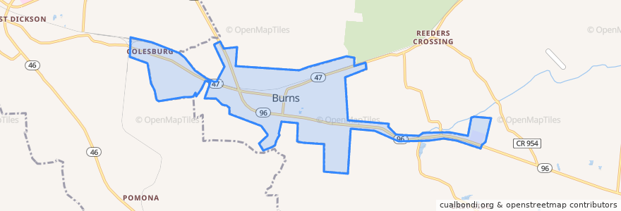 Mapa de ubicacion de Burns.