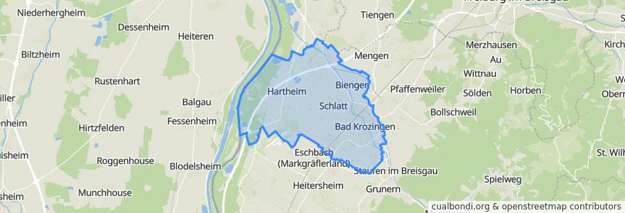 Mapa de ubicacion de VVG der Stadt Bad Krozingen.