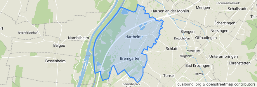 Mapa de ubicacion de Hartheim am Rhein.