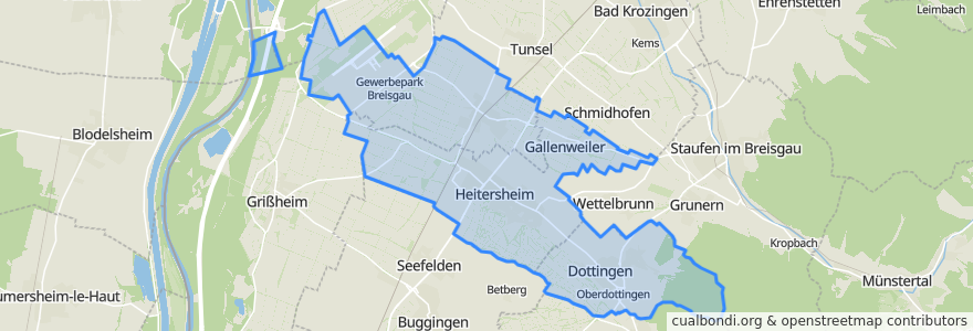 Mapa de ubicacion de VVG der Stadt Heitersheim.