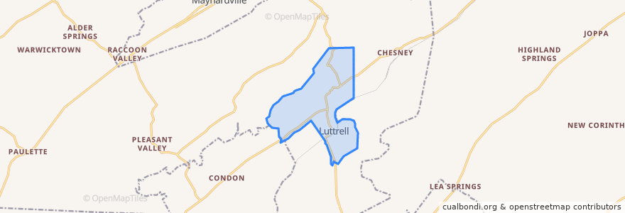 Mapa de ubicacion de Luttrell.