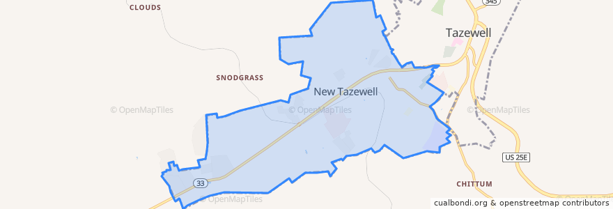 Mapa de ubicacion de New Tazewell.