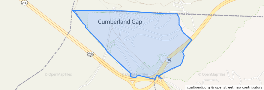 Mapa de ubicacion de Cumberland Gap.
