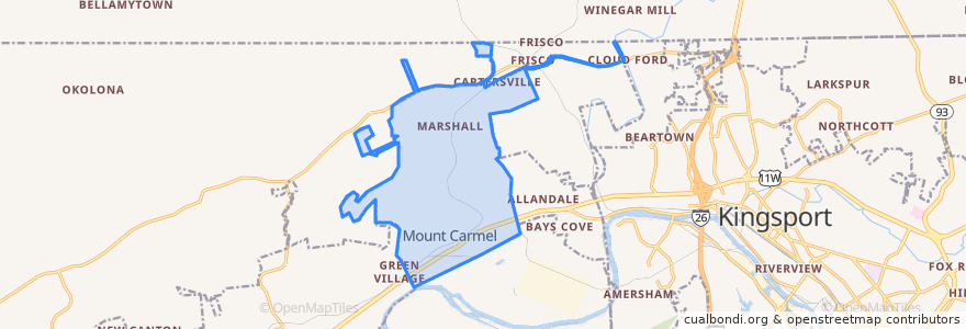 Mapa de ubicacion de Mount Carmel.