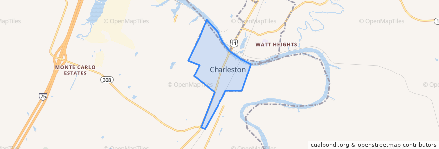 Mapa de ubicacion de Charleston.