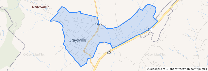 Mapa de ubicacion de Graysville.