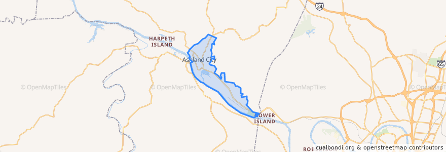 Mapa de ubicacion de Ashland City.