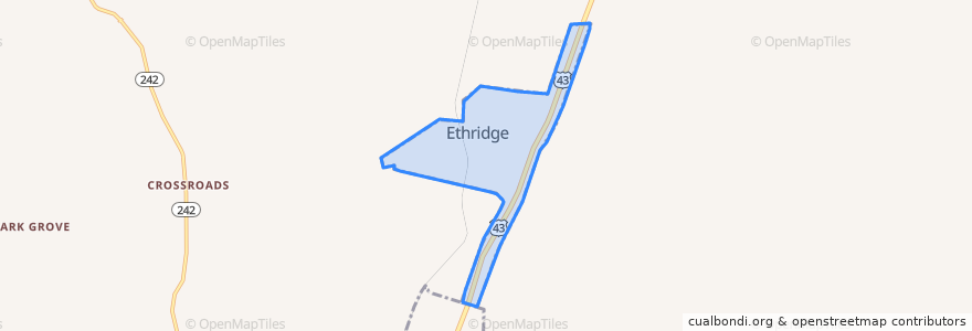 Mapa de ubicacion de Ethridge.