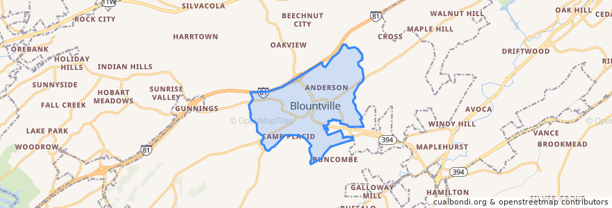 Mapa de ubicacion de Blountville.