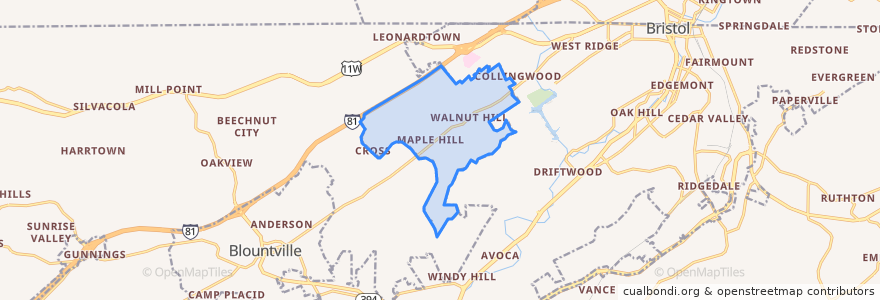 Mapa de ubicacion de Walnut Hill.