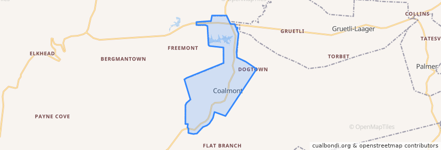 Mapa de ubicacion de Coalmont.
