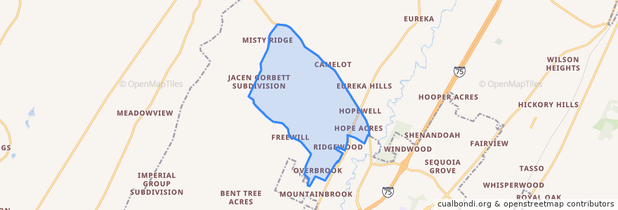 Mapa de ubicacion de Hopewell.