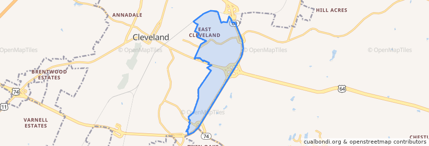 Mapa de ubicacion de East Cleveland.
