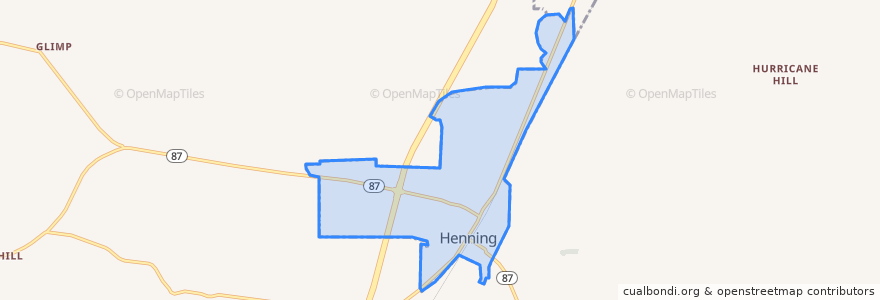 Mapa de ubicacion de Henning.