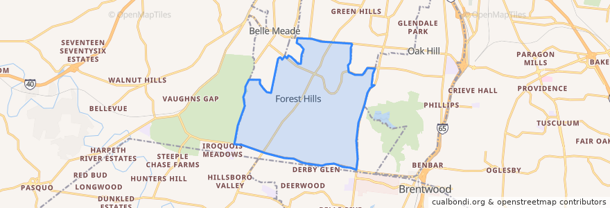 Mapa de ubicacion de Forest Hills.