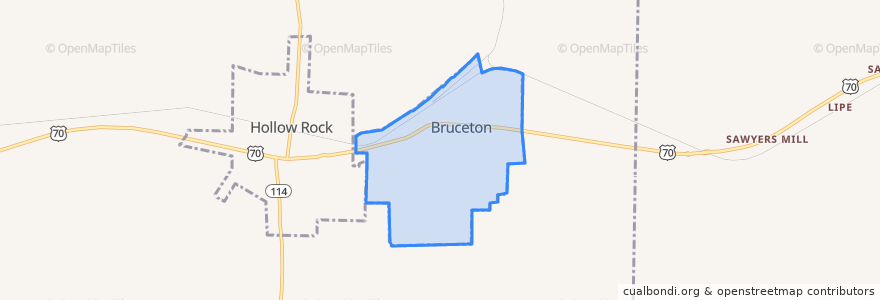 Mapa de ubicacion de Bruceton.