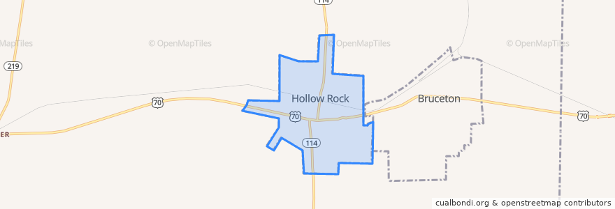 Mapa de ubicacion de Hollow Rock.