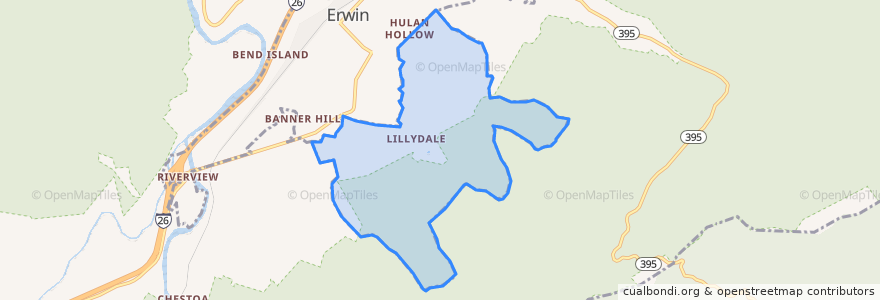 Mapa de ubicacion de Banner Hill.