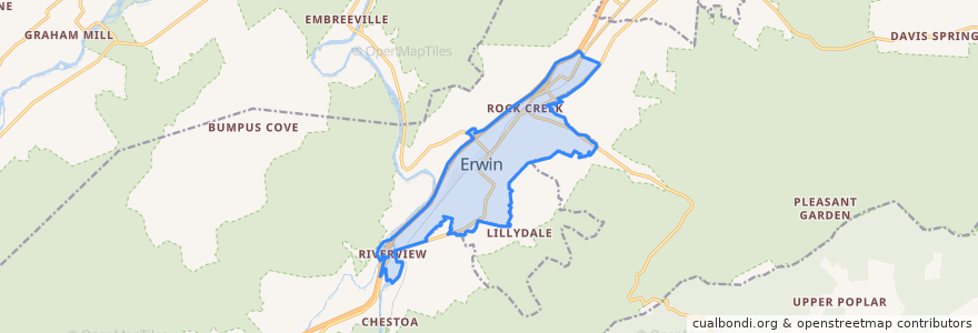 Mapa de ubicacion de Erwin.