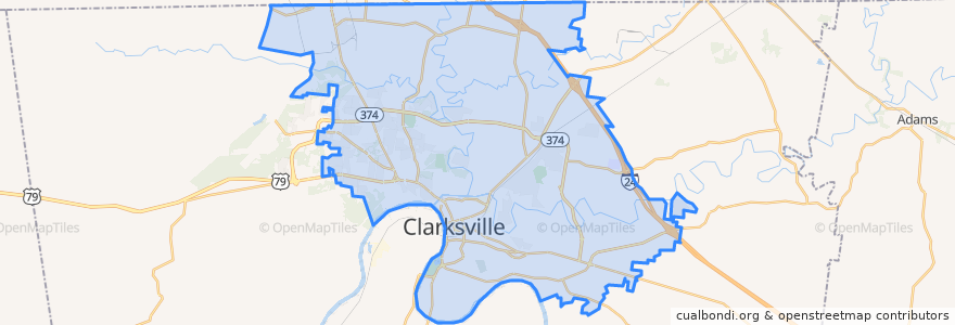 Mapa de ubicacion de Clarksville.