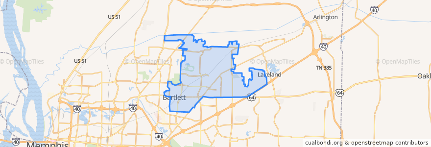 Mapa de ubicacion de Bartlett.