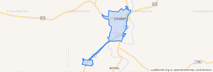 Mapa de ubicacion de Linden.