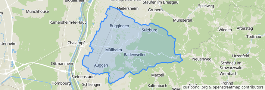 Mapa de ubicacion de GVV Müllheim-Badenweiler.