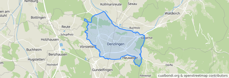 Mapa de ubicacion de Denzlingen.