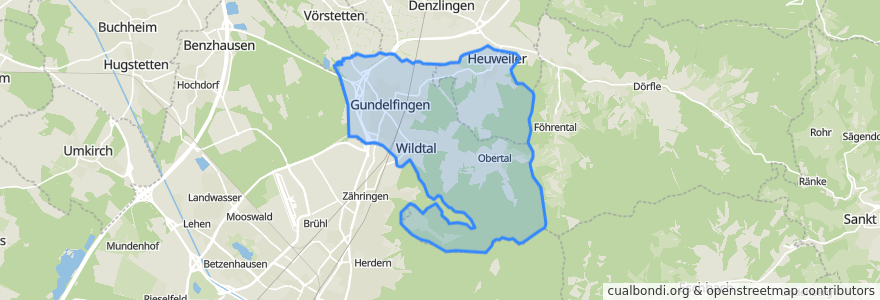 Mapa de ubicacion de VVG der Gemeinde Gundelfingen.